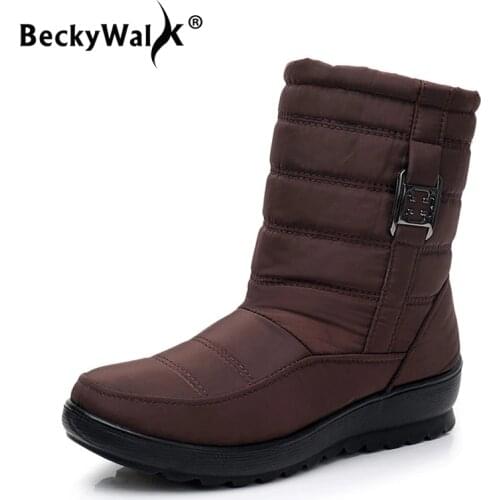 Winter womens boots female flat ankle boots waterproof antiskid snow boots warm ladies shoes woman winter fur botas WSH3147