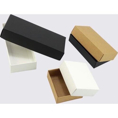 10pcs white kraft paper gift Cardboard Box craft Packaging box black Paper Gift box with lid Gift carton cardboard box