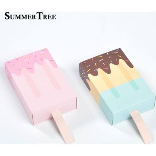 10pcs DIY Ice Cream Candy Box ChocolateTreat Children Birthday Popsicle Wedding Favors Gifts Party Supplies Cute Packaging