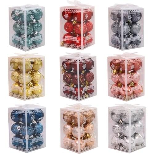 12pcs Assorted Color Christmas Balls Christmas Tree Ornaments Balls xmas decorations Hanging Tree Pendants New Year 2021 Gift