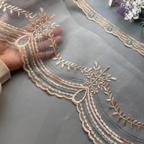 2 Yard Green Embroidered Flower Lace Ribbon Trims for Home Textiles Sofa Covers Trimmings Mesh Applique Sewing Fabric 18cm 3cm