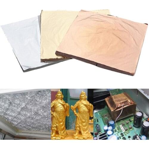 300 Sheets 14x14cm Imitation Gold Sliver Copper Aluminum Leaf Gilding Craft DIY