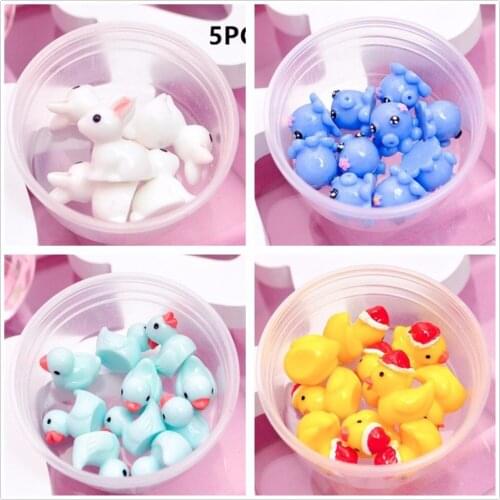 5pcs/10pcs per box Crystal Fluffy Clear Slime Cartoon Animals Accessories Slime Box Supplies Antistress DIY Mini Toys for Kids