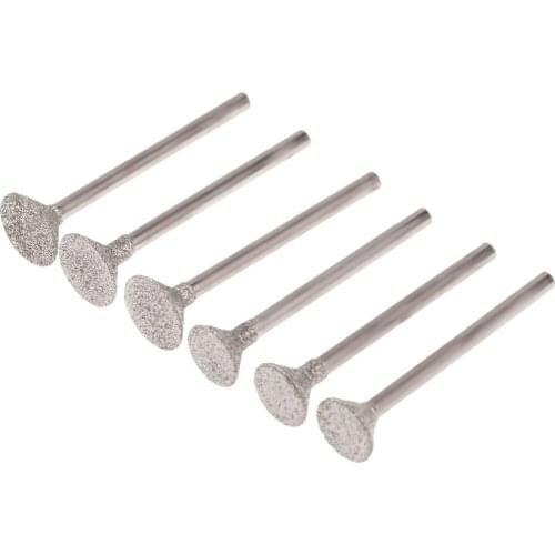 6Pcs 10/12mm Carving Grinding Needle Drill Diamond Grinding Head Burrs Bits Mini Grinder Rotary Power Tools Accessories