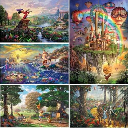 Disney 5D DIY Diamond Painting Color Series Cartoon Landscape Cross Stitch Set Inlaid Diamond Mosaic Home Decoration Painting