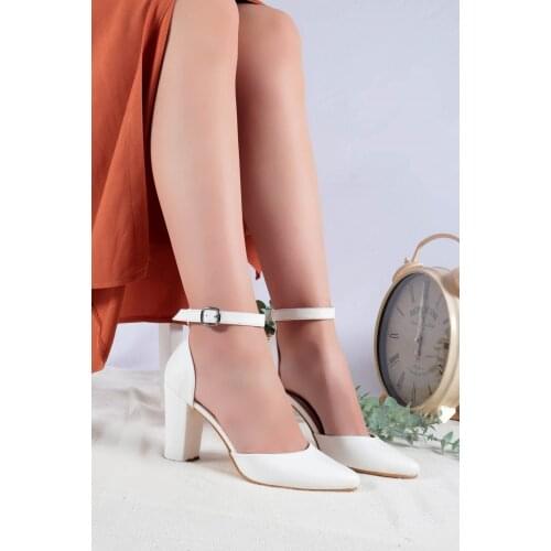 Joyce White Skin High-Heeled Shoes