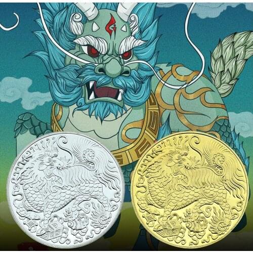 Auspicious Wishful Metal Crafts Town House Warding Off Evil Spirits Badge Chinese TraditionalKirin Painted Lucky Coin