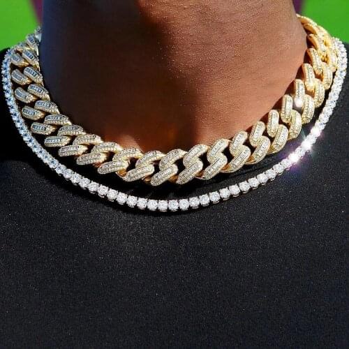 New Hip Hop Iced Out Bling Full 5A Cubic Zircon CZ Paved 18MM Maimi Cuban Link Chain heavy Necklaces FOR Women Men party Jewelry