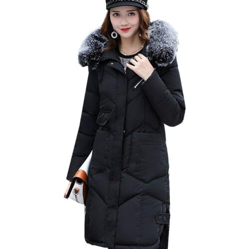 Long 2019 New Fashion Slim Women Fur Winter Jacket Cotton Padded Warm Thicken Ladies Coat Long Coats Parka Womens Jackets R1080