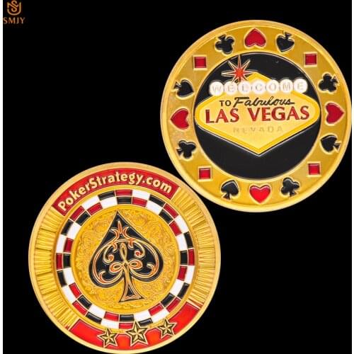 Welcome To Nevada Las Vegas Casino Pokerstrategy Gold Pocker Card Guard Chip Token US Coin Collection And Party Gifts