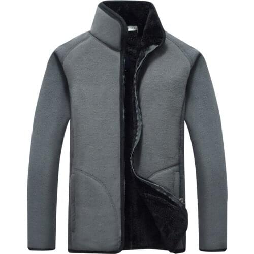 Fleece Mens Outdoor Plus Velvet Thick Sports Cardigan Plus-size Warm Hooded Raincoat Jacket Liner Polar Fleece Jacket