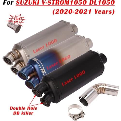 For SUZUKI V-STROM 1050 DL1050 2020 2021 Motorcycle Exhaust Escape System Modify Middle Link Pipe Double Hole DB Killer Muffler