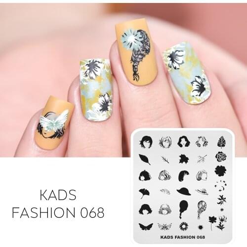 KADS Nail Art Stamp Plate Hairstyle Girl leaves Fashion Design Nail Art Printing Template Stainless Steel Nail Art Stencil Tools