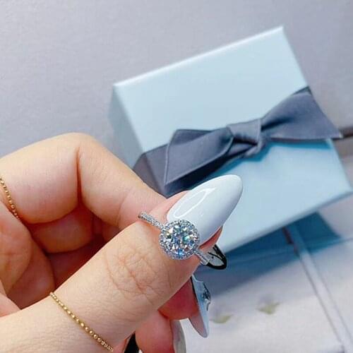 Moissanite rings color D VVS1 .GRA. Black card 925silver Character flower