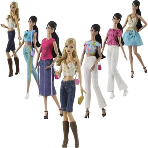 11.5" Fashion Doll Clothes for Barbie Clothes Set Vest Shirt Skirt Pants Trousers Outfits Handbag 1/6 BJD Dolls Accessories Toys