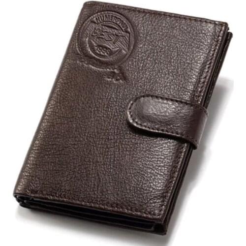 Cow Leather Rfid Genuine Leather Wallets Men Wallet Credit Business Card Holders Vintage Brown Leather Wallet Purses Quality