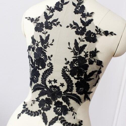 1pc embroidery lace appliques French flowers lace fabric for wedding dress DIY Handmade large embroidery flower applique patches