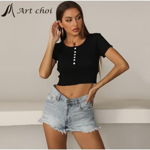 Summer Casual Women Fashion Solid Knitted Short T Shirt Pullover Crop Tops Navel Bottoming Base Shirt Knitwear All-match Black