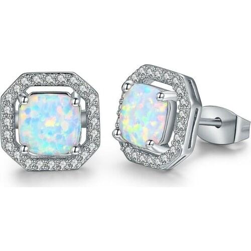 Hot Selling Unique Square White Earrings For Vintage Stud Earrings Women Fashion Accessories Wedding Jewelry Gifts