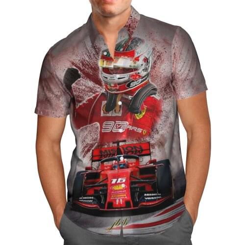 Racing Car 3D Beach Hawaiian 2021 Summer Mens Shirt Short Sleeve Shirt Streetwear Oversized 5XL Camisa Social Chemise Homme-835
