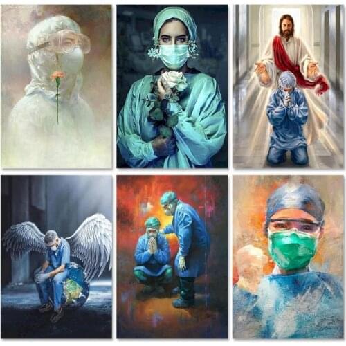 SDOYUNO Oil Paint By Numbers Kits Doctor Painting By Numbers On Canvas Frameless 60x75cm Figure Draw Painting DIY Home Decor