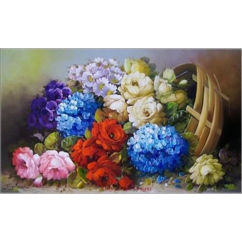 Embroidery Counted Cross Stitch Kits Needlework - Crafts 14 ct DMC Color DIY Handmade Decor - Tilted Flower Basket 1