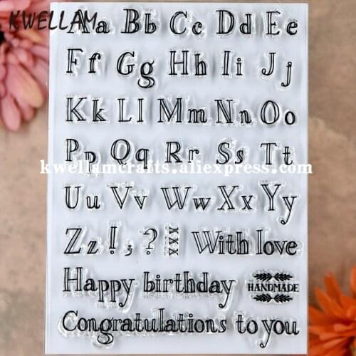 Letters Happy birthday Congratulations Scrapbook DIY photo cards rubber stamp clear stamp transparent stamp 11x15cm KW8092517