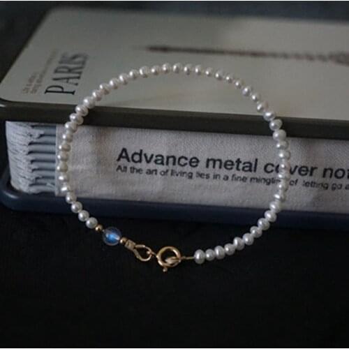 Natural AA White Nearround Pearl,Labradorite 6mm 925 Sterling silver Bracelet 7''-8
