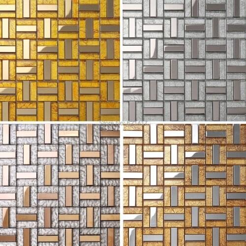 Stainless steel crystal glass mosaic tiles backsplash HMGM1073 kitchen wall tile sticker bathroom floor tiles