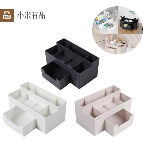 New Youpin Deli Pen Holder ABS Desk Office Organizer Storage Box Desktop Organizer Stand Case Large Capacity Makeup Storage Case