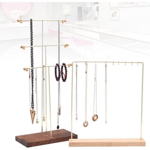 New Arrival Wrought Iron Necklace Stand Metal Necklace Stand Log Base Necklace Display Stand Hook Nordic Style Jewelry Stand