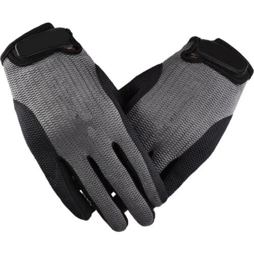 1 Pair Full Finger Gloves Breathable Antiskid Ice Silk Mesh Men Cycling Fitness Climbing Outdoor Training Sport Gloves for Gym