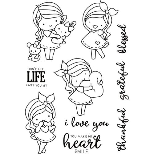 Girl and boy Transparent Clear stamps and metal cutting dies