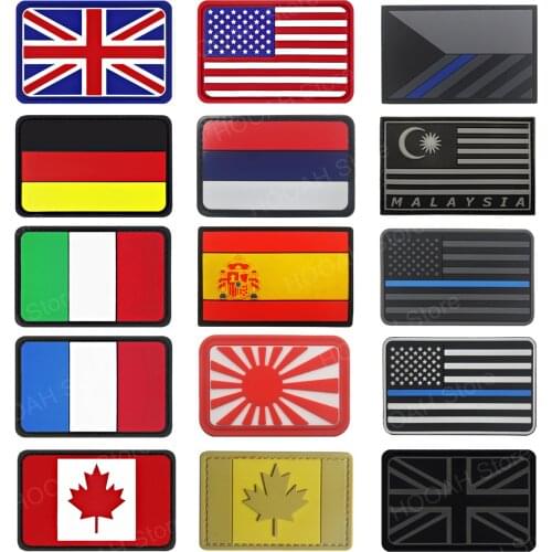 PVC Flag patch United Kingdom Germany Czech France Italy US Russia Canada USA Malaysia Spain Australia Military Patch