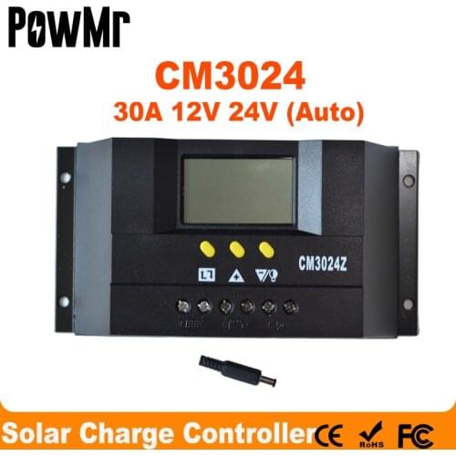 PWM 30A Solar Panel Controller Regulator Charge Battery Protection 12V 24V Auto Switch for PV System