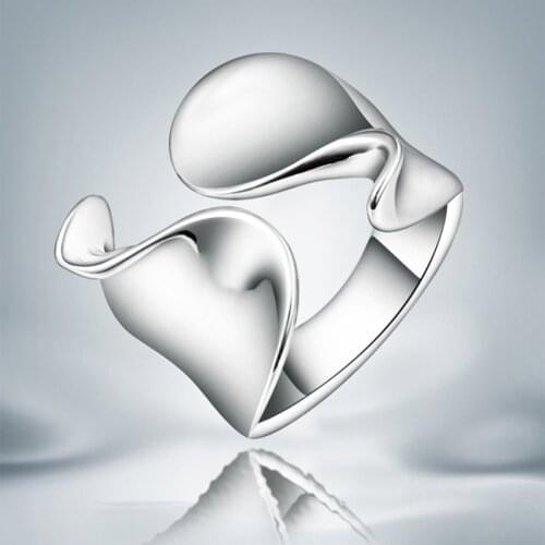 Silver Plated Unique Design Smooth S-shaped Ring for Women Jewelry Finger Adjustable Opening Ring for Party Birthday Gift