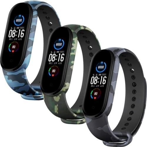 Mi band 5 mi band 4 camouflage strap for xiaomi Mi Band 5 4 3 flexible with button closure bracelet strap smart watch