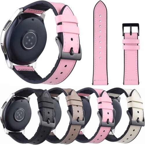 22mm 20mm Silicone+Leather Band for Samsung Galaxy Watch 3 Strap 45mm 41mm Belt for Garmin Vivoactive 4 3/Vivomove HR Bracelet