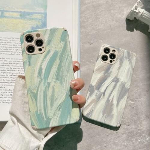 Retro Korean artist feather oil painting art Phone Case For iPhone 11 12 Pro Max Xs Max XR Xs 7 8 Plus X 7Plus case Cute Cover