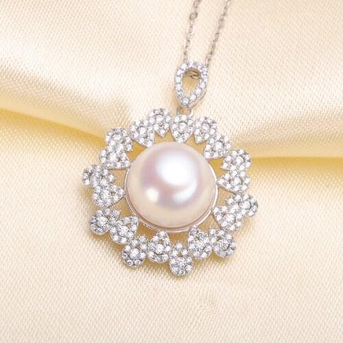 Luxury Pendant Holder DIY Pearl Pendant Accessory S925 Sterling Silver Pendant Fittings Silver&Gold Color 3Pieces/Lot