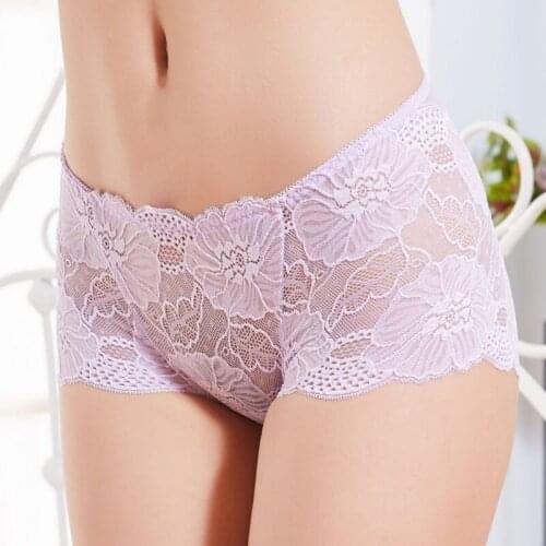 Sexy Lace Panties Women Transparent Underwear Tempting Pretty Briefs Mid Waist Seamless Female Lace Soft Briefs