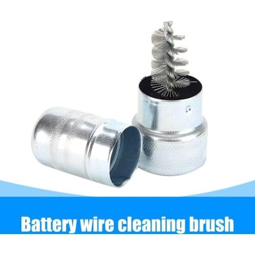 Steel Wire Car Battery Cleaning Brush Post Terminal Cable Cleaner Hand Clean Tool Dirt Corrosion Brush For Car Detailing Brush