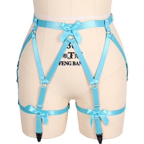 Blue Garter Belt Thigh Harness Stockings Bondage Leg Gothic Suspender Adjust Elastic Sexy Lingerie Night Club Women Body Harness