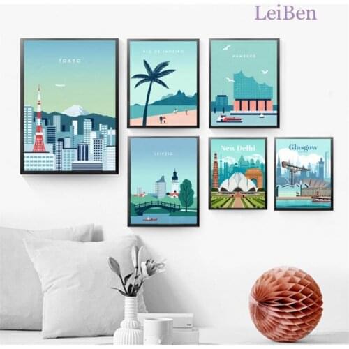 Nordic Landscape Art Poster Colorful City Landscape Silhouette Print Canvas Painting On The Wall Teen Room Decoration Pictures