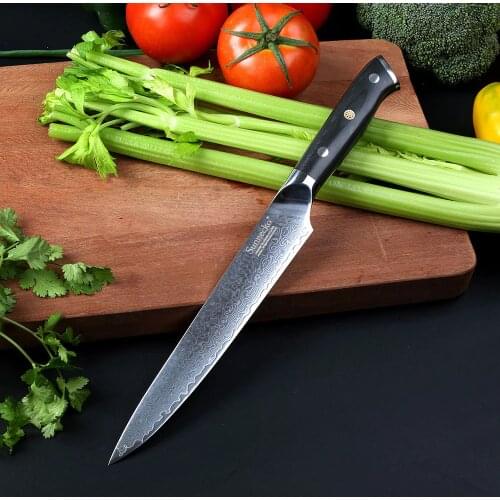 SUNNECKO 8" inch Sashimi Slicer Knife Japanese VG10 Steel Sharp Blade Damascus Cutter Kitchen Knives G10 Handle MeatCooking Tool