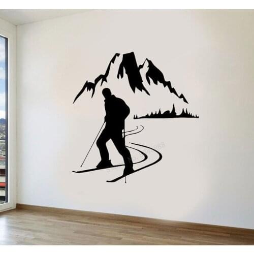 Alpine skiing Sports Art Home Sticker Wall Decal Livingroom Bedroom Decorative Quote Home Decoration Art Poster Wallpaper LL1091