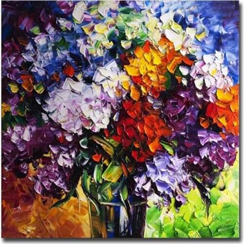 Heavy Texture Abstract Thick Flower Oil Painting Picture Handmade Classical Floral Canvas Wall Art Wall Hanging Artwork Unframed