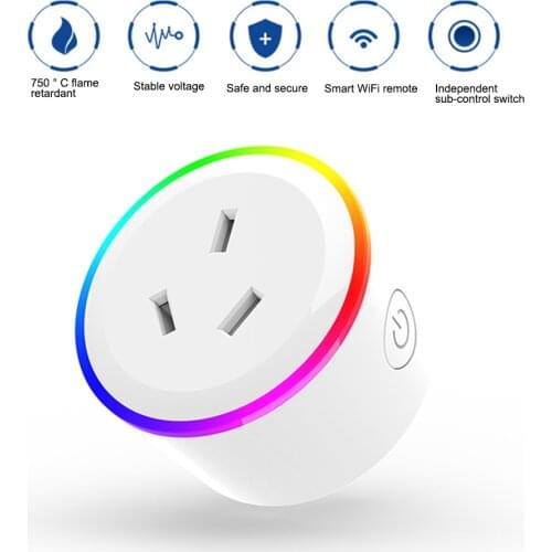 Wifi Smart Outlet Monitor 16a Rgb Smart Plug Power Outlet Remote Control Timer For Phone Smart Life App Au Plug