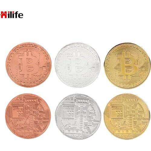 Gold commemorative coins Antique Imitation Collectible Art BTC Metal Gold Plated Bitcoin Coin Physical