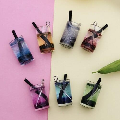 10pcs 3D Glitter Beverage Bottle Resin Charms Pendants Drink Bottle Charms Fit DIY Earring Keychain Jewelry Accessories FX469